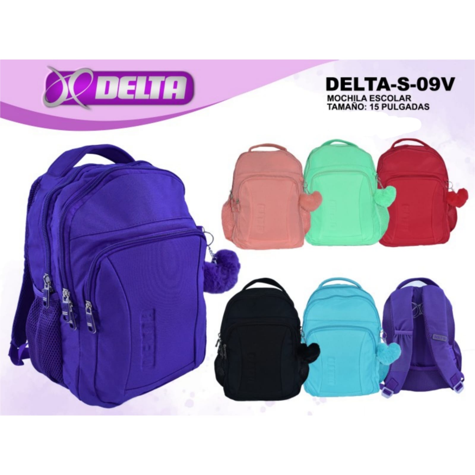 DELTA MOCHILA ESCOLAR 15PULG DELTA S 09V Derek